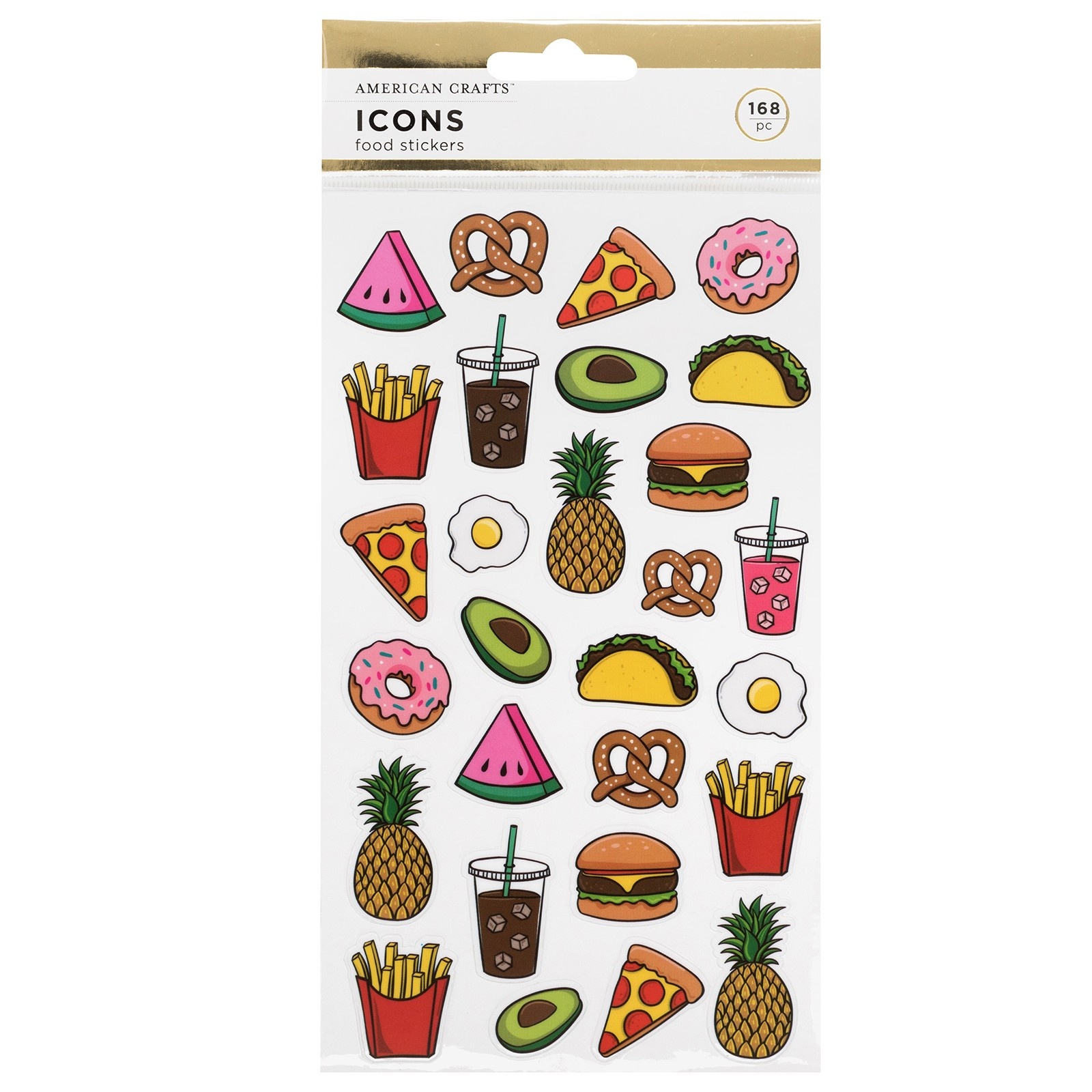 slide 1 of 3, American Crafts Food Stickers, 168 ct