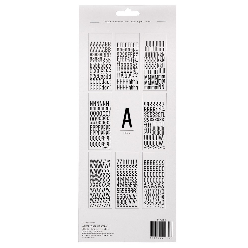 slide 3 of 3, American Crafts Cardstock Stickers Alpha & Number Black, 702 ct