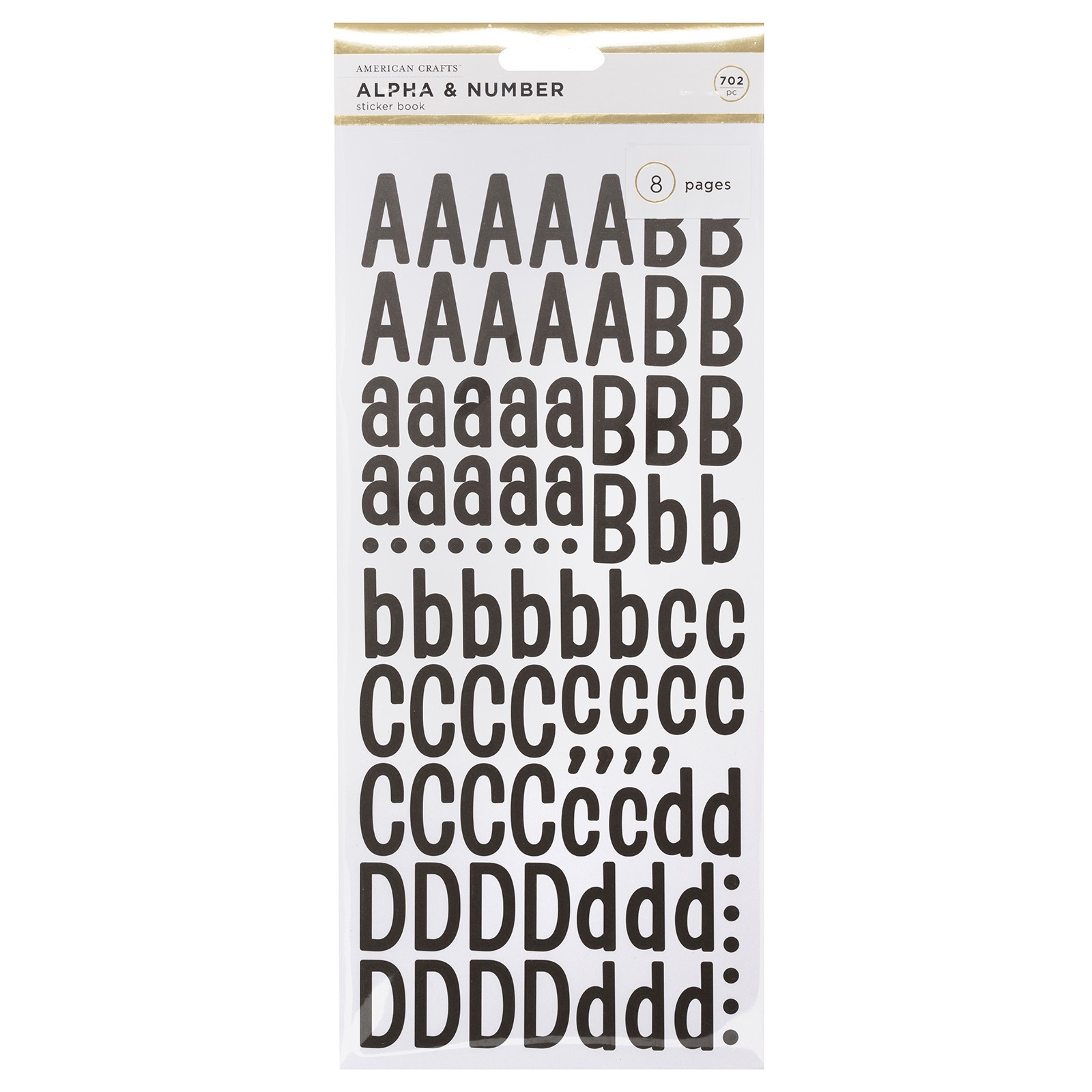 slide 1 of 3, American Crafts Cardstock Stickers Alpha & Number Black, 702 ct