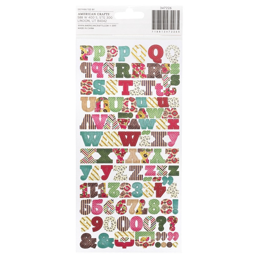 slide 2 of 3, American Crafts Chipboard Stickers Alpha & Number Patterns, 217 ct