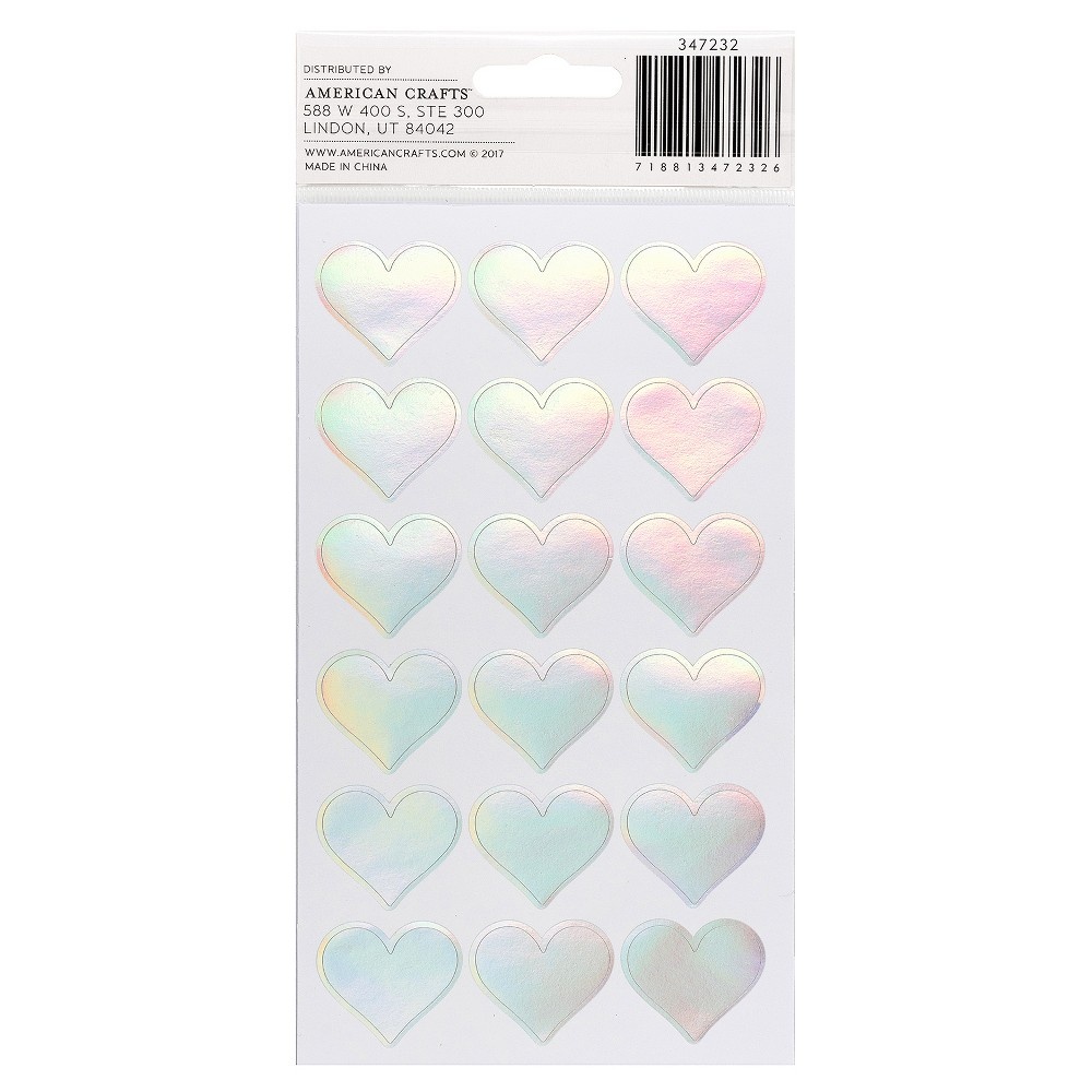 slide 2 of 3, American Crafts Iridescent Heart Stickers, 72 ct