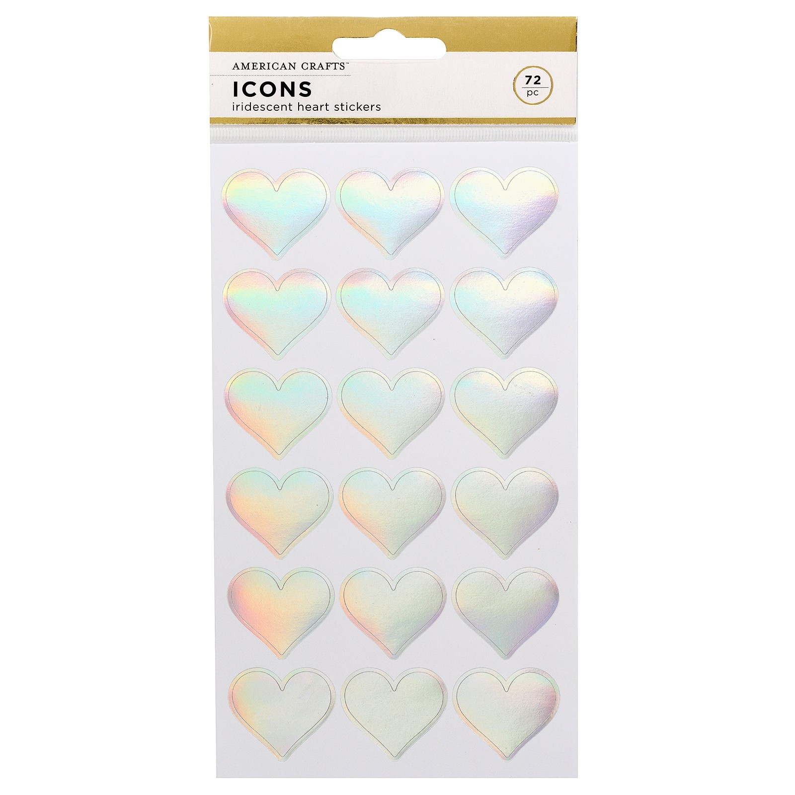 slide 1 of 3, American Crafts Iridescent Heart Stickers, 72 ct