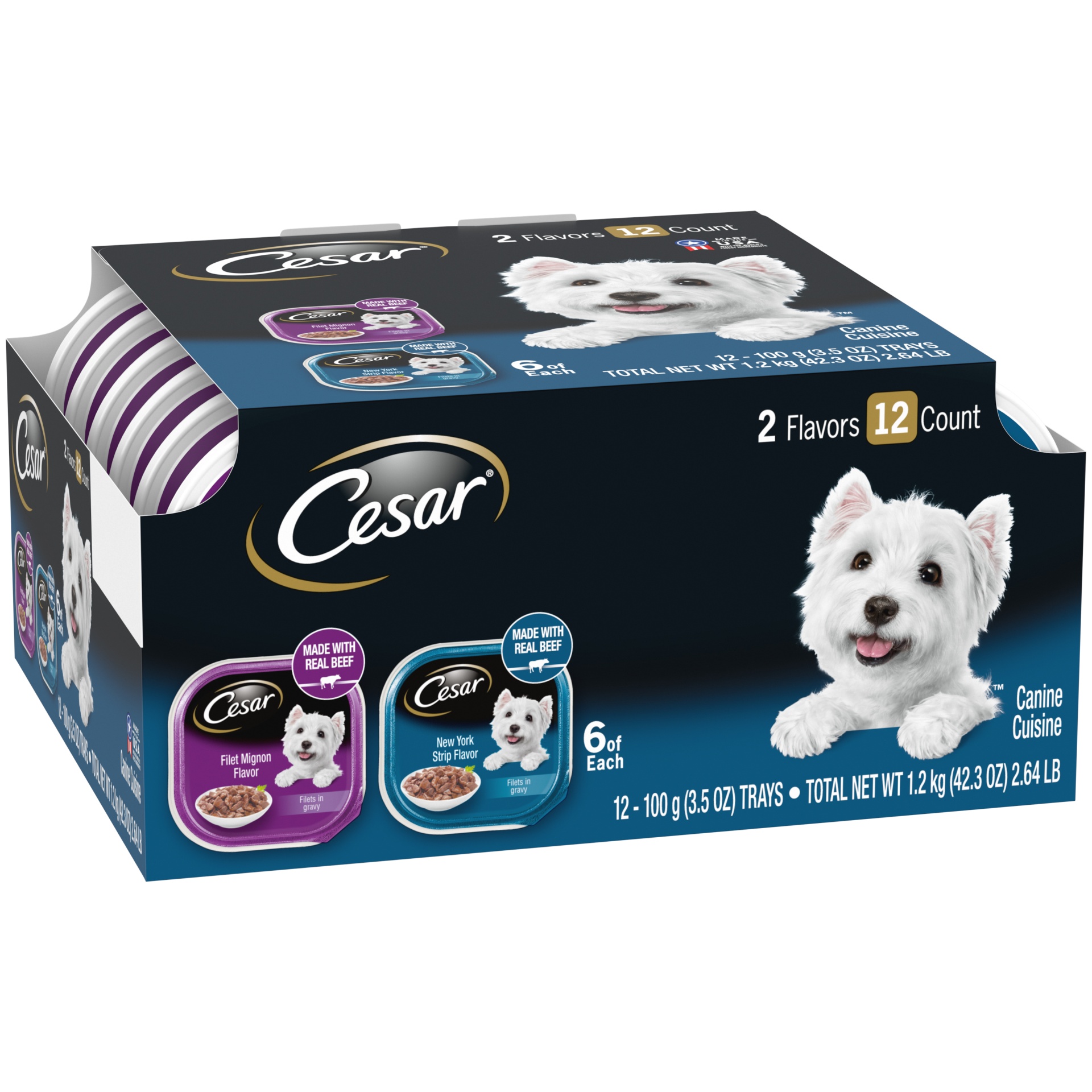 CESAR Adult Soft Wet Dog Food Filets in Gravy Variety Pack, Filet ...