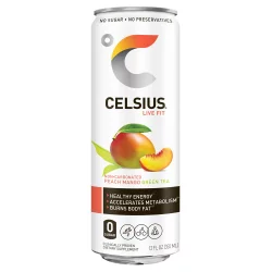Celsius Green Tea Peach Mango Energy Drink - 12 fl oz Can
