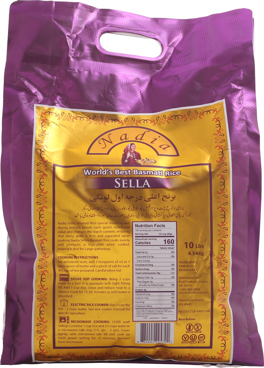 slide 9 of 9, Nadia Basmati Sella Rice Extra Long Grain - 10 LB, 10 lb