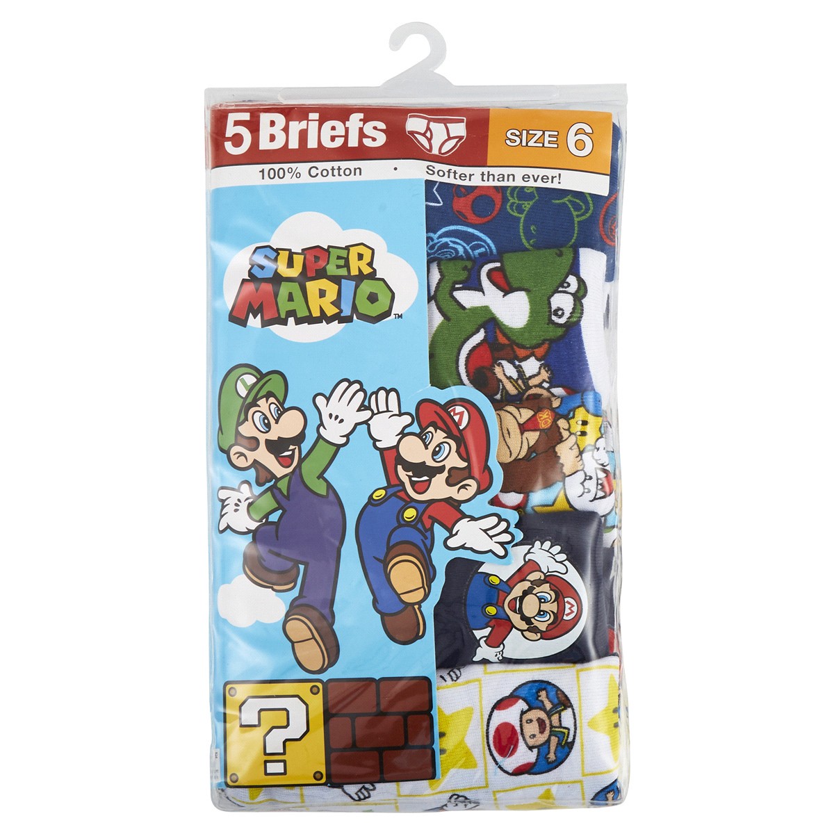 slide 1 of 1, Mario Boys' Mario Super Mario Classic Briefs 6, 5 ct