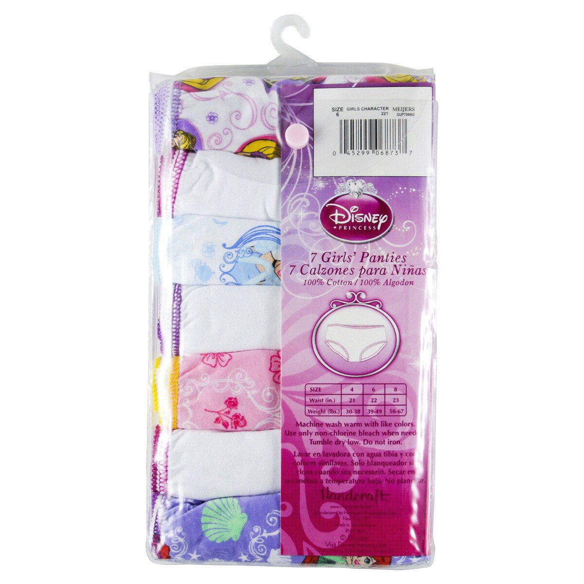 slide 2 of 2, Disney Girl Princess's Underwear, 7 PK, 6 ct