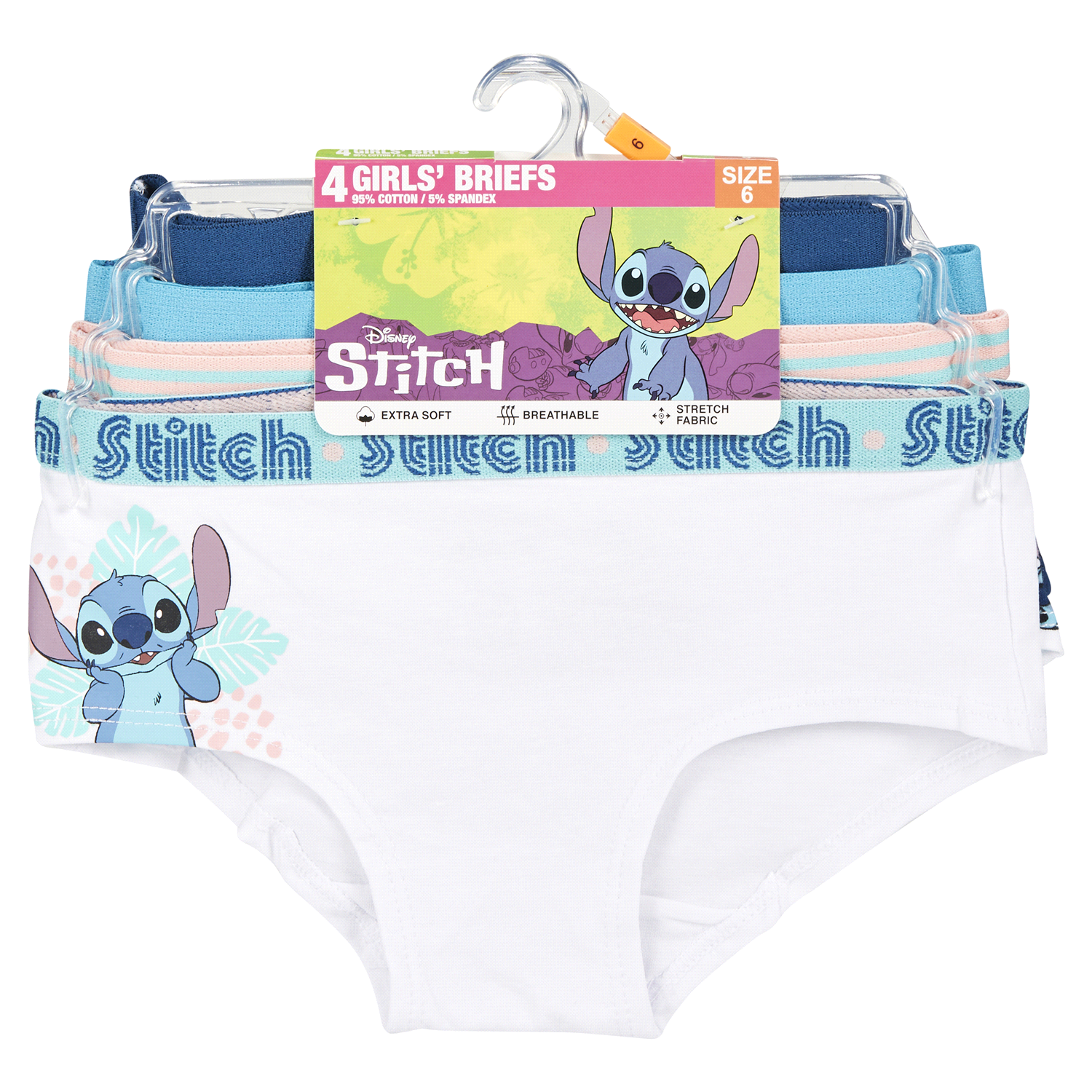 slide 1 of 5, Disney Girls' Lilo & Stitch 4pk Underwear - 6, 4 ct