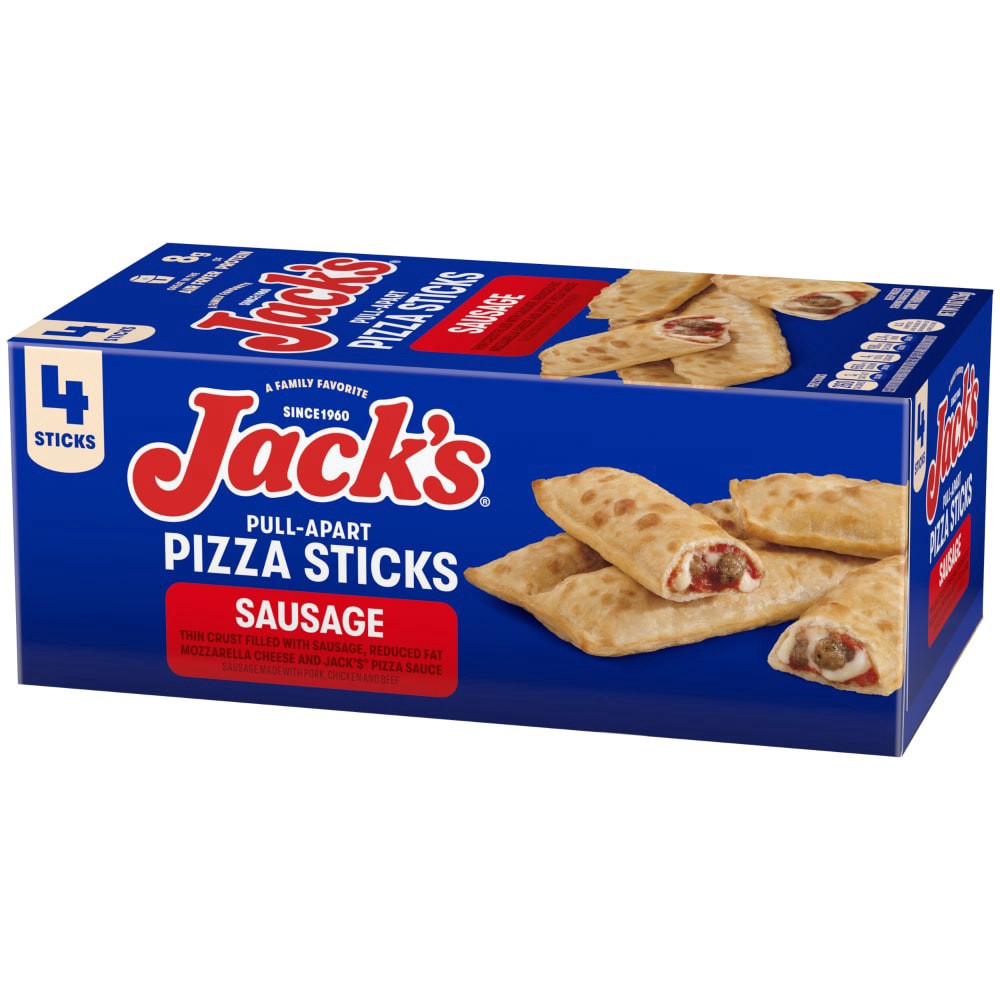 slide 3 of 3, Jack's Jack’s Pull-Apart Sausage Pizza Sticks Extra Large Pizza Frozen Snack Rolls, 4 ct