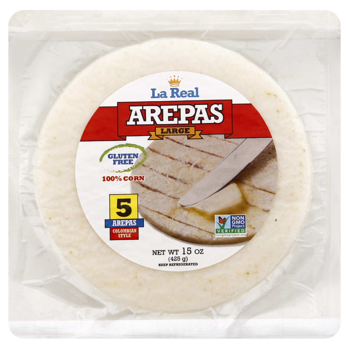 slide 6 of 6, La Real Arepa Corn Large, 15 oz