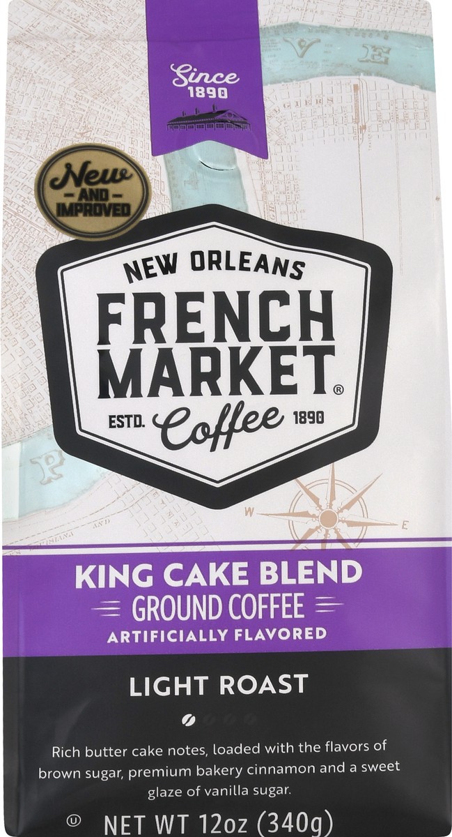 slide 7 of 12, French Market Coffee Light Roast Ground King Cake Blend Coffee 12 oz, 12 oz