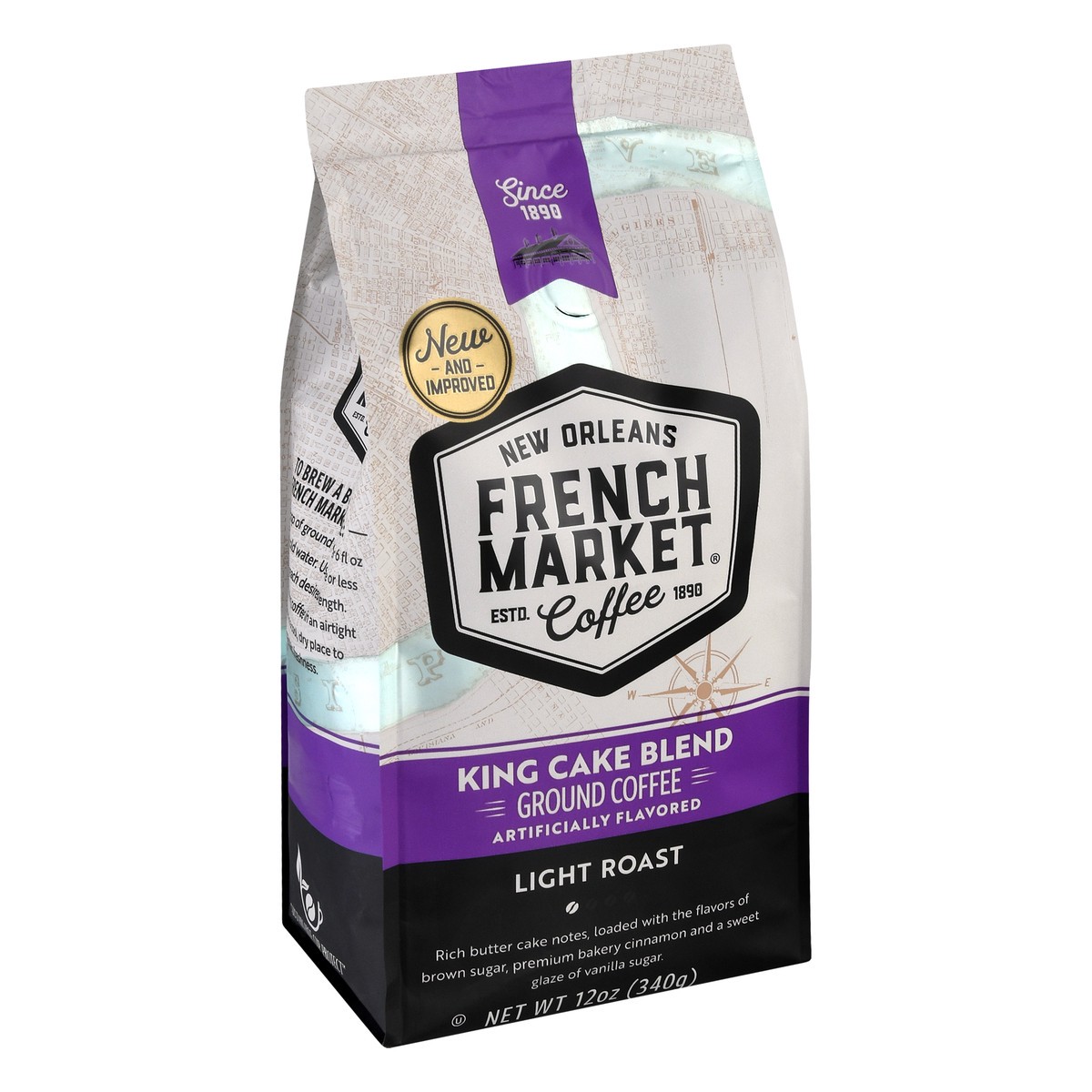 slide 2 of 12, French Market Coffee Light Roast Ground King Cake Blend Coffee 12 oz, 12 oz