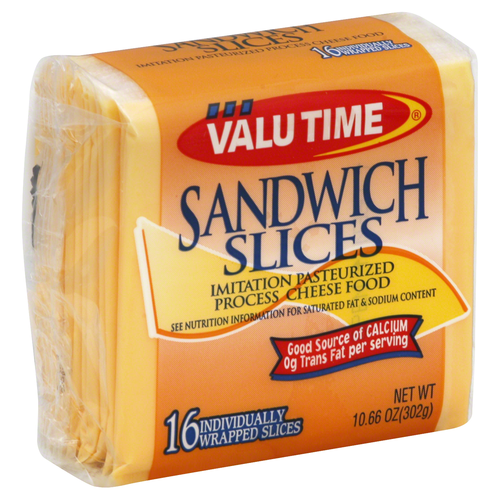 slide 1 of 5, Valu Time American Flavored Sandwich Slices, 10.67 oz