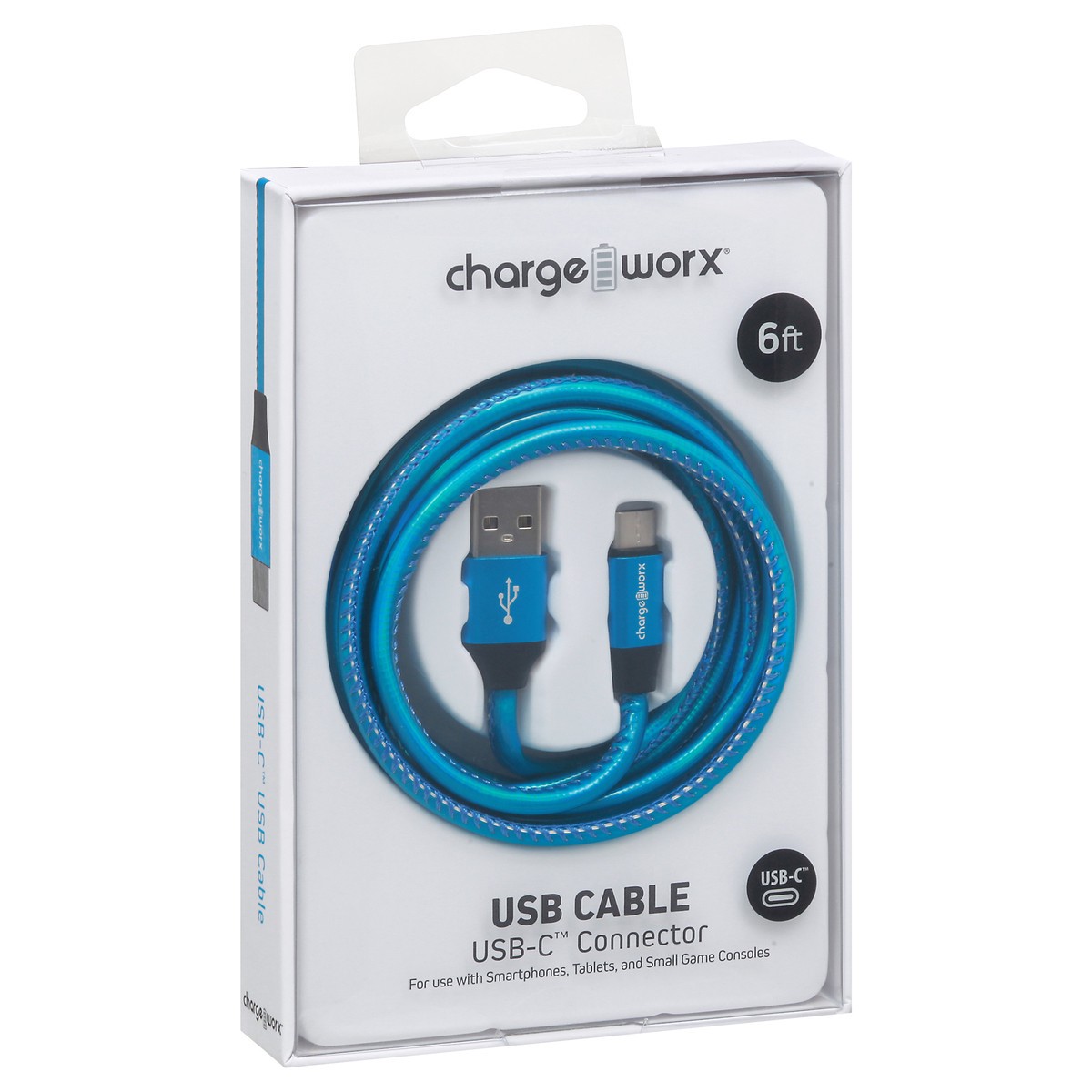 slide 4 of 11, Chargeworx Blue USB-C Cable, 6 ft