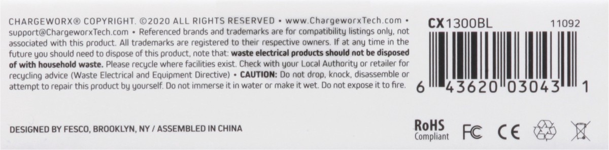 slide 10 of 11, Chargeworx Blue USB-C Cable, 6 ft