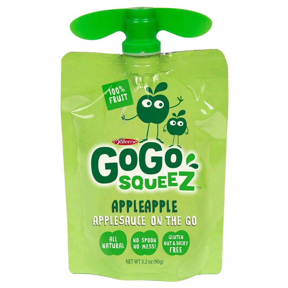 slide 5 of 7, GoGo squeeZ Apple Apple Applesauce and Fruit Puree Pouches, 3.2 oz (4 Pack), 4 ct