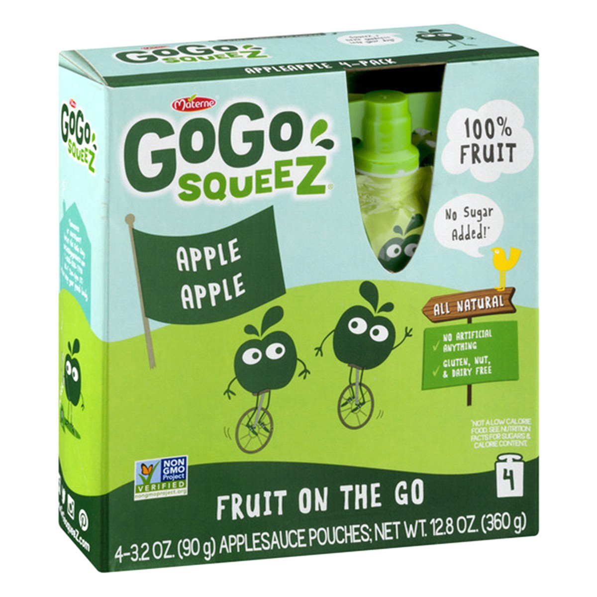 slide 7 of 7, GoGo squeeZ Apple Apple Applesauce and Fruit Puree Pouches, 3.2 oz (4 Pack), 4 ct
