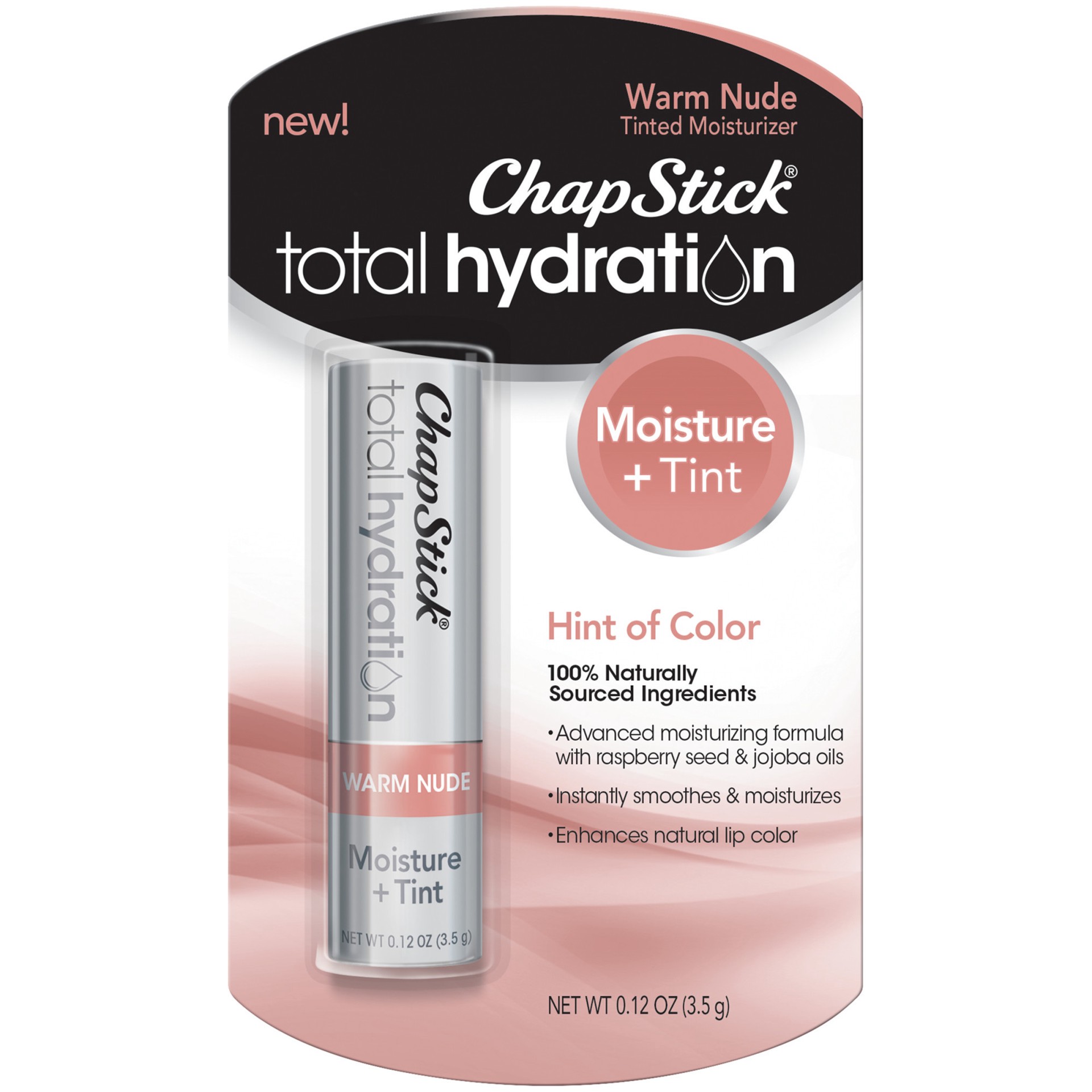slide 1 of 1, ChapStick Total Hydration Moisture + Tint Warm Nude Tinted Lip Balm Tube - 0.12 Oz, 0.12 oz