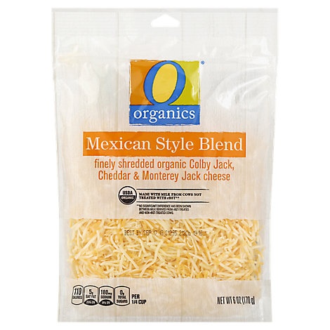 slide 1 of 1, O Organics Organic Cheese Finely Shredded Mexican Blend, 6 oz