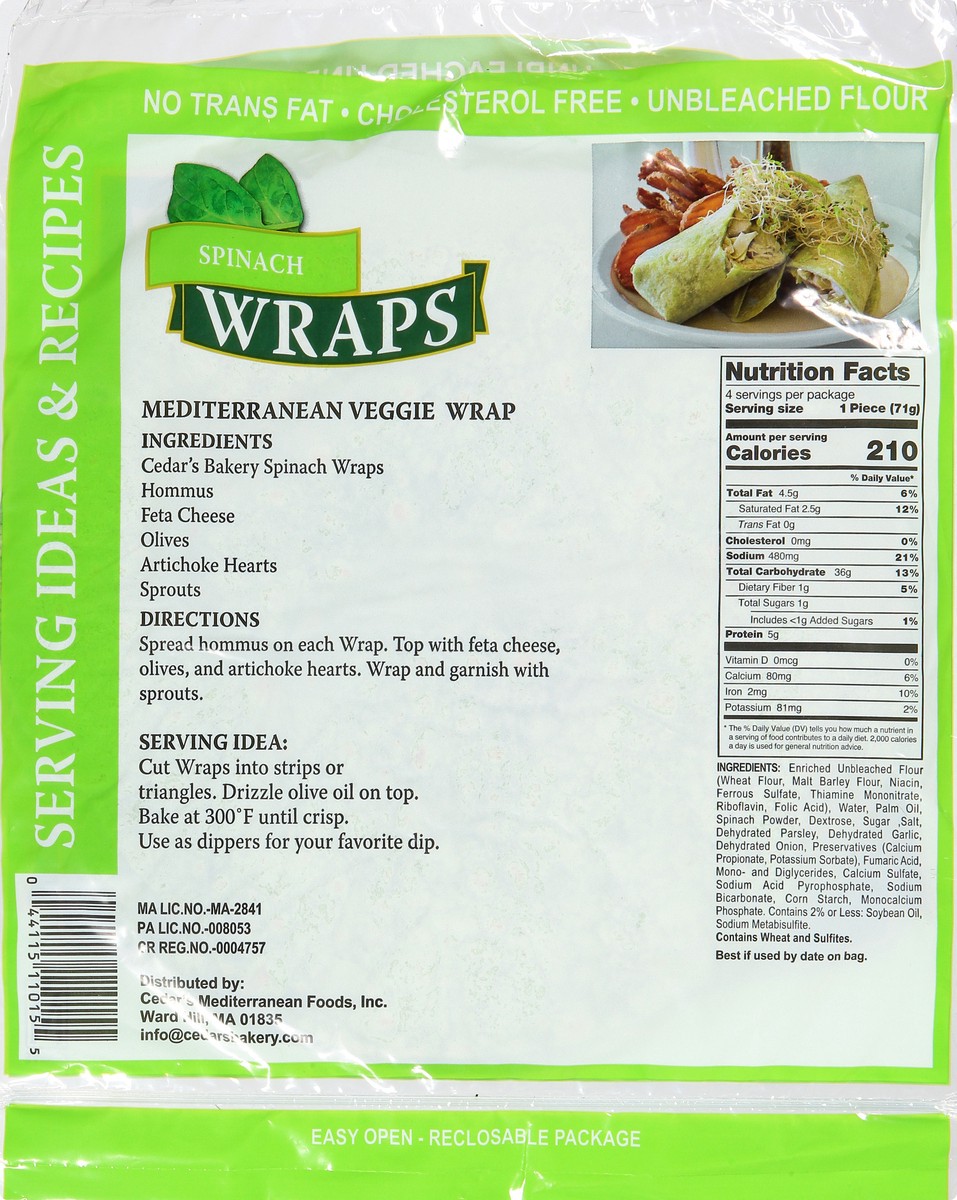 slide 8 of 13, Cedar's Bakery Spinach Wraps, 10 oz