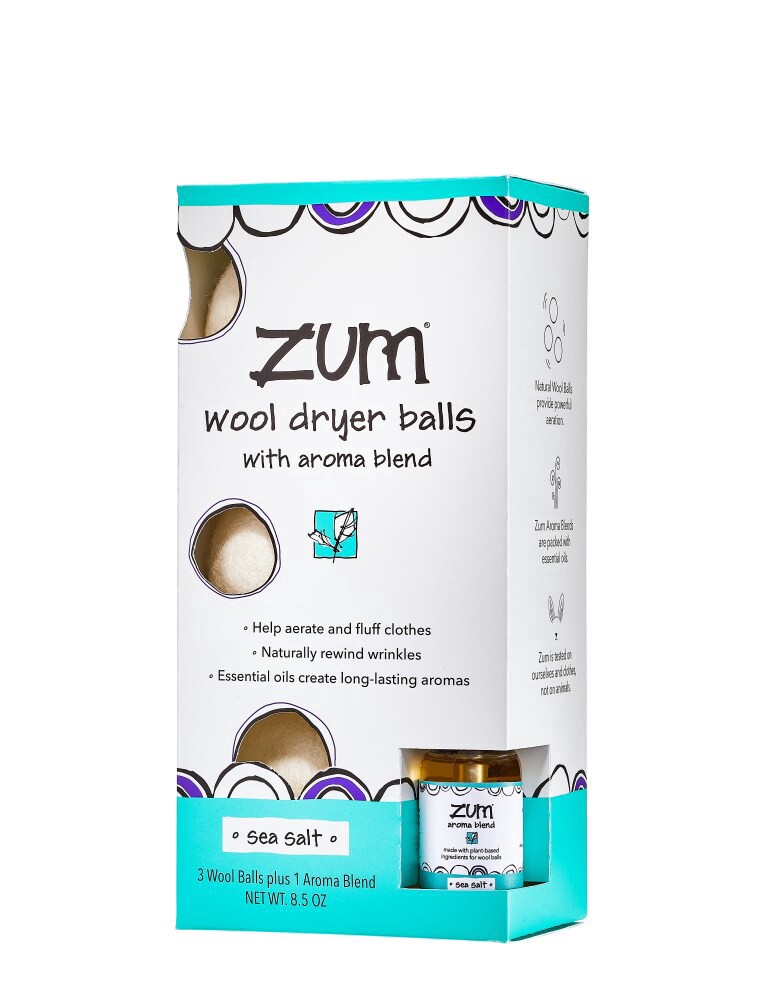 slide 1 of 2, Zum Sea Salt Wool Dryer Balls with Aroma Blend 1 ea, 8.5 oz