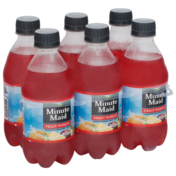 slide 1 of 6, Minute Maid Fruit Punch Juice Drink Bottles, 12 fl oz, 6 Pack, 6 ct