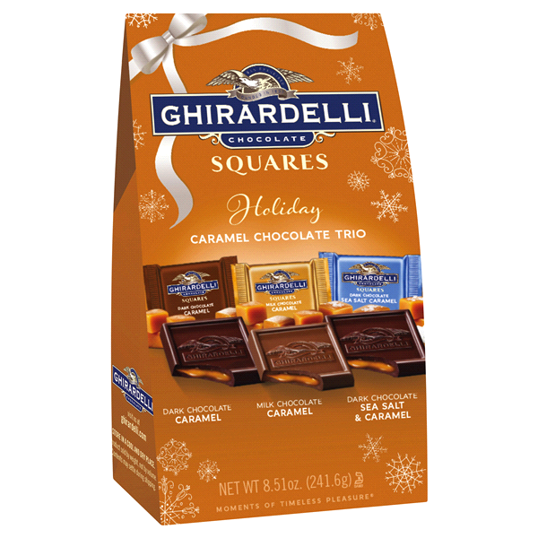 slide 1 of 1, Ghirardelli Christmas Caramel Trio Squares, 8.51 oz