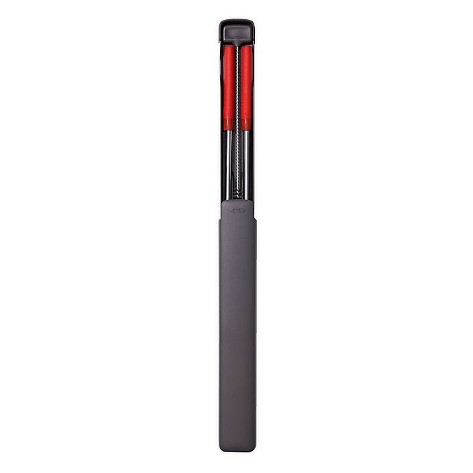 slide 1 of 5, OXO Good Grips Stainless Steel Reusable Straw Set - Red/Grey, 4 ct