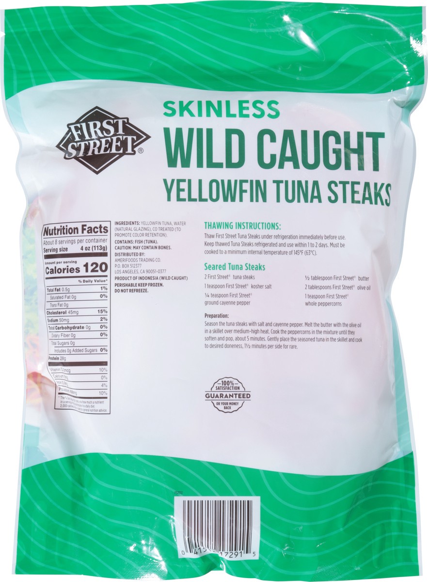 slide 3 of 14, First Street Wild Caught Yellowfin Tuna Steaks Ivp, 32 oz