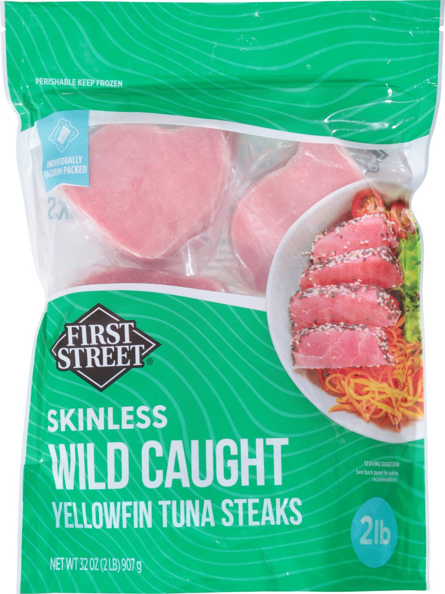 slide 2 of 14, First Street Wild Caught Yellowfin Tuna Steaks Ivp, 32 oz