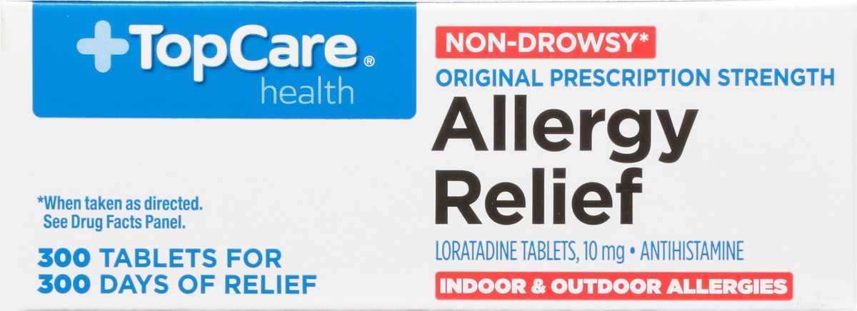 slide 4 of 9, TopCare Health 10 mg Non-Drowsy Original Prescription Strength Allergy Relief Tablets 300 ea, 300 ct