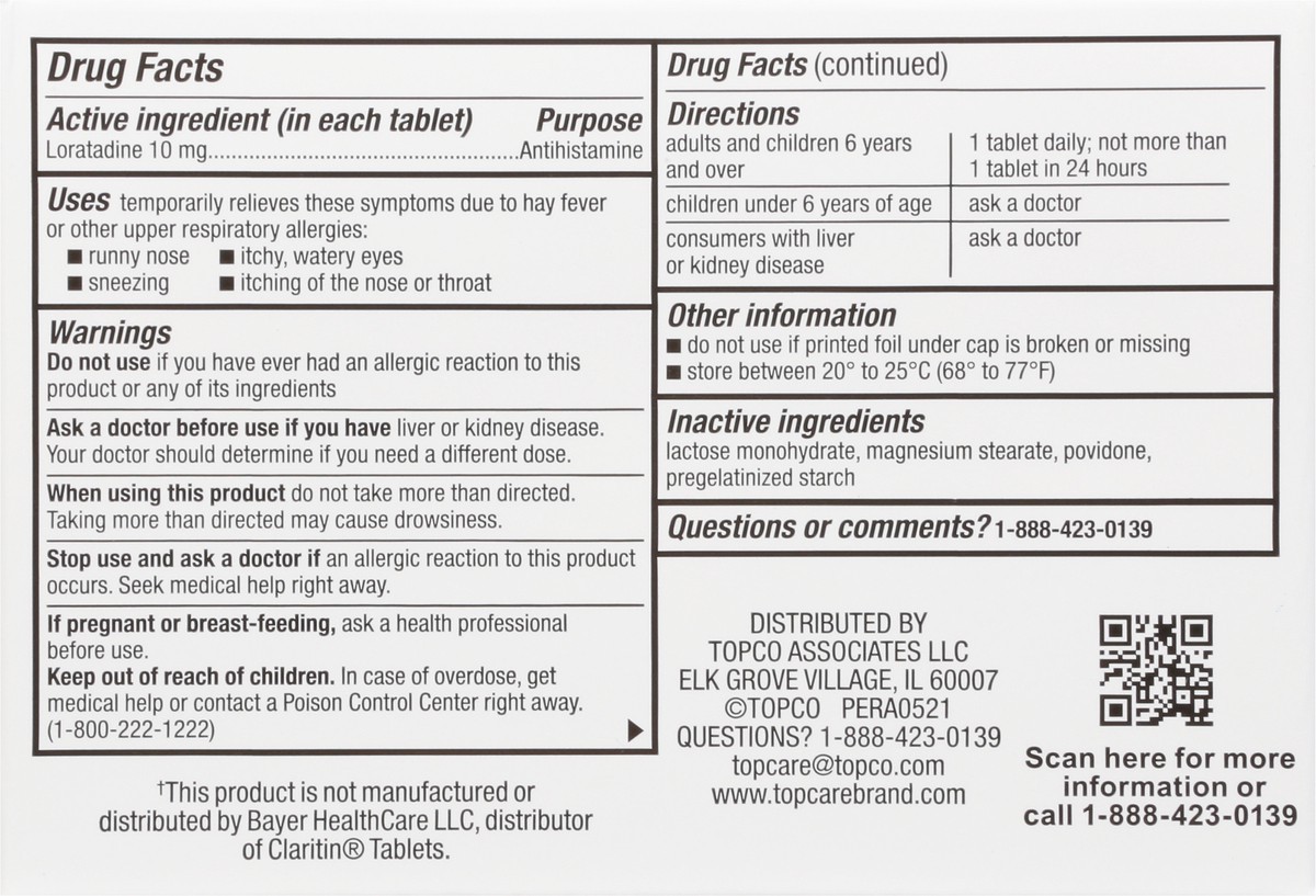 slide 5 of 9, TopCare Health 10 mg Non-Drowsy Original Prescription Strength Allergy Relief Tablets 300 ea, 300 ct