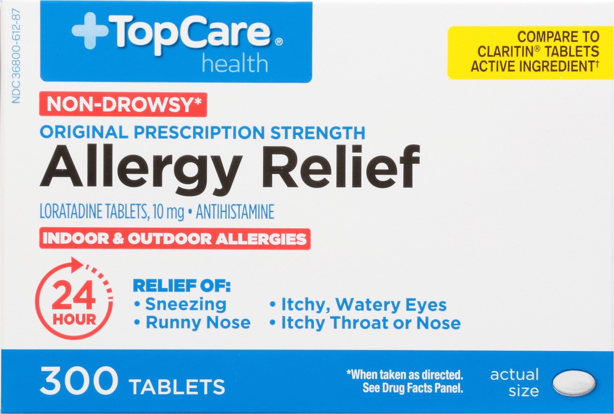 slide 6 of 9, TopCare Health 10 mg Non-Drowsy Original Prescription Strength Allergy Relief Tablets 300 ea, 300 ct