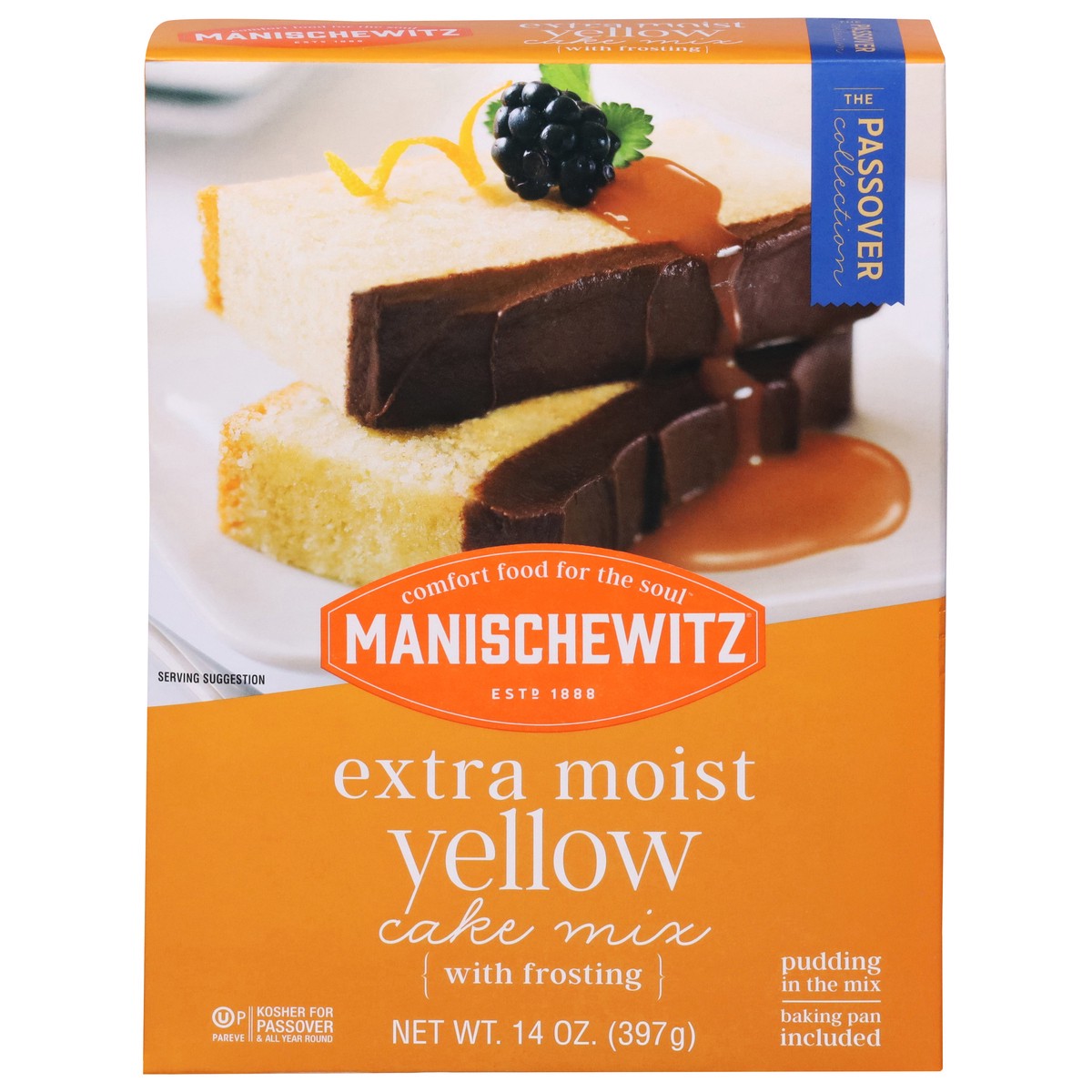 slide 1 of 4, Manischewitz The Passover Collection Extra Moist Yellow Cake Mix with Frosting 14 oz, 14 oz