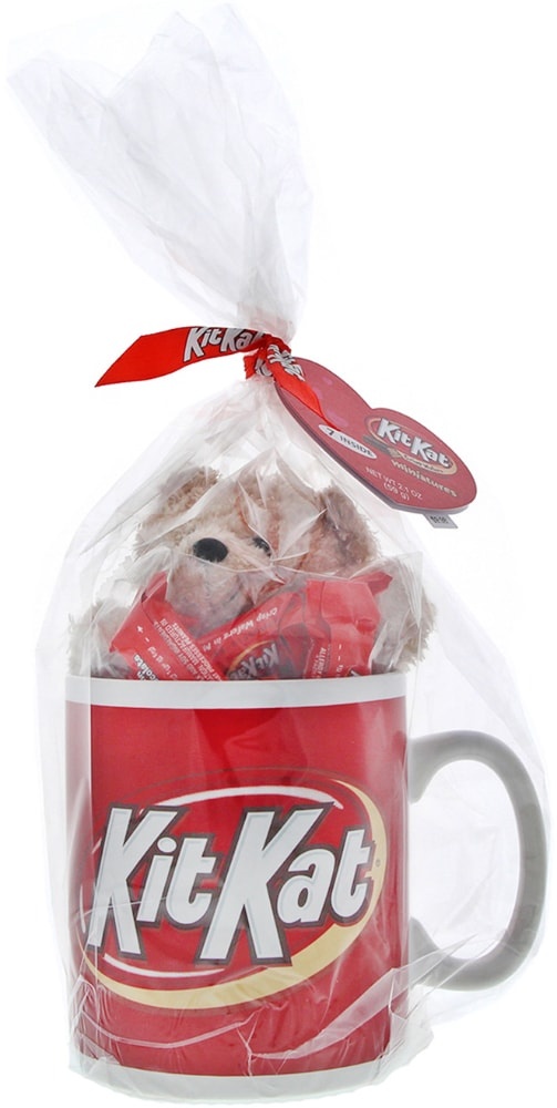 slide 1 of 1, Kit Kat Miniatures With Plush Bear In Jumbo Mug, 1 ct