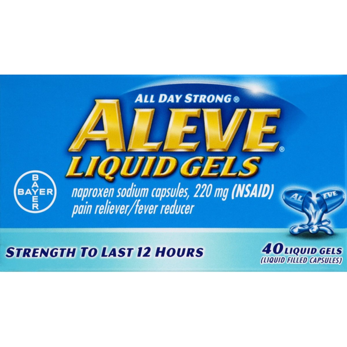 slide 1 of 1, Aleve Pain Reliever/Fever Reducer, Liquid Gels, 40 ct