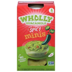 Wholly Guacamole Hot Spicy Guacamole Minis 6 - 2 oz Cups