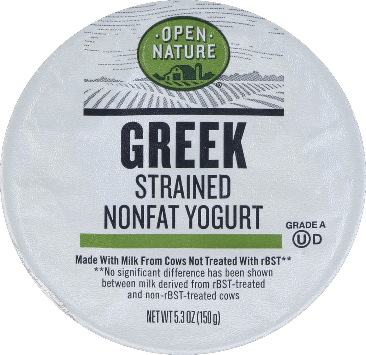 slide 3 of 3, Open Nature Yogurt Greek Nonfat Strained Blended Honey, 5.3 oz