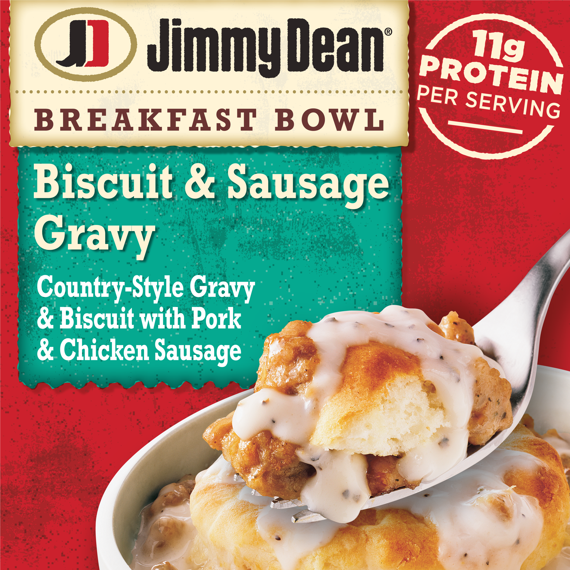 slide 1 of 17, Jimmy Dean Breakfast Bowl, Biscuit & Sausage Gravy, Frozen, 9 oz Bowl, 255.15 g