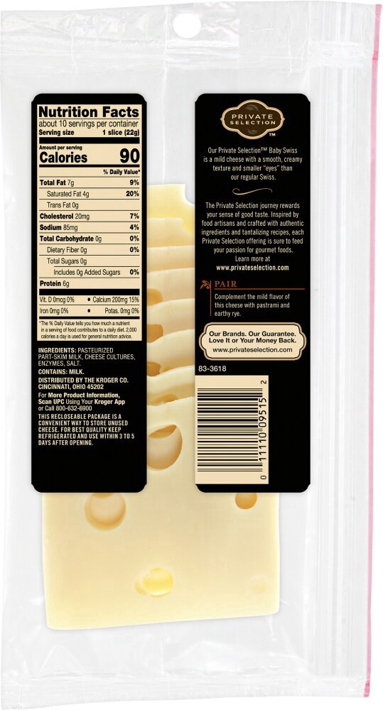 slide 2 of 2, Private Selection Baby Swiss Sliced Cheese, 8 oz