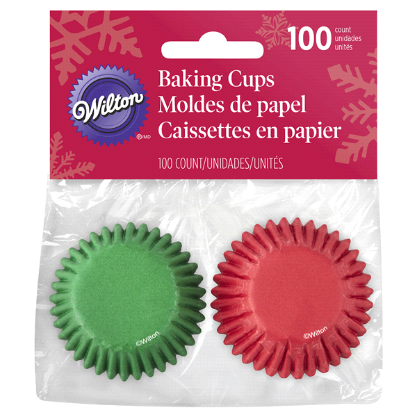 slide 1 of 1, Wilton Mini Cupcake Liners Red and Green, 100 ct