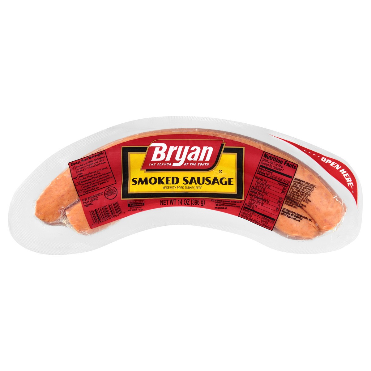 slide 5 of 9, Bryan Fully Cooked Smoked Sausage, 14 oz., 396.89 g