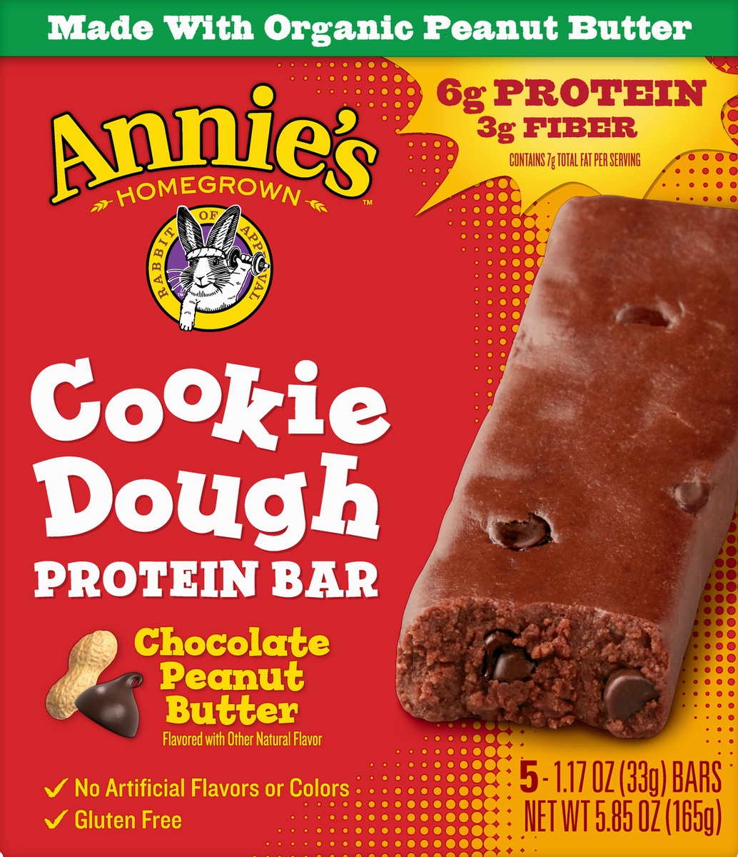 slide 9 of 10, Annie's Chocolate Peanut Butter Cookie Dough Protein Bars, 5 ct; 1.17 oz