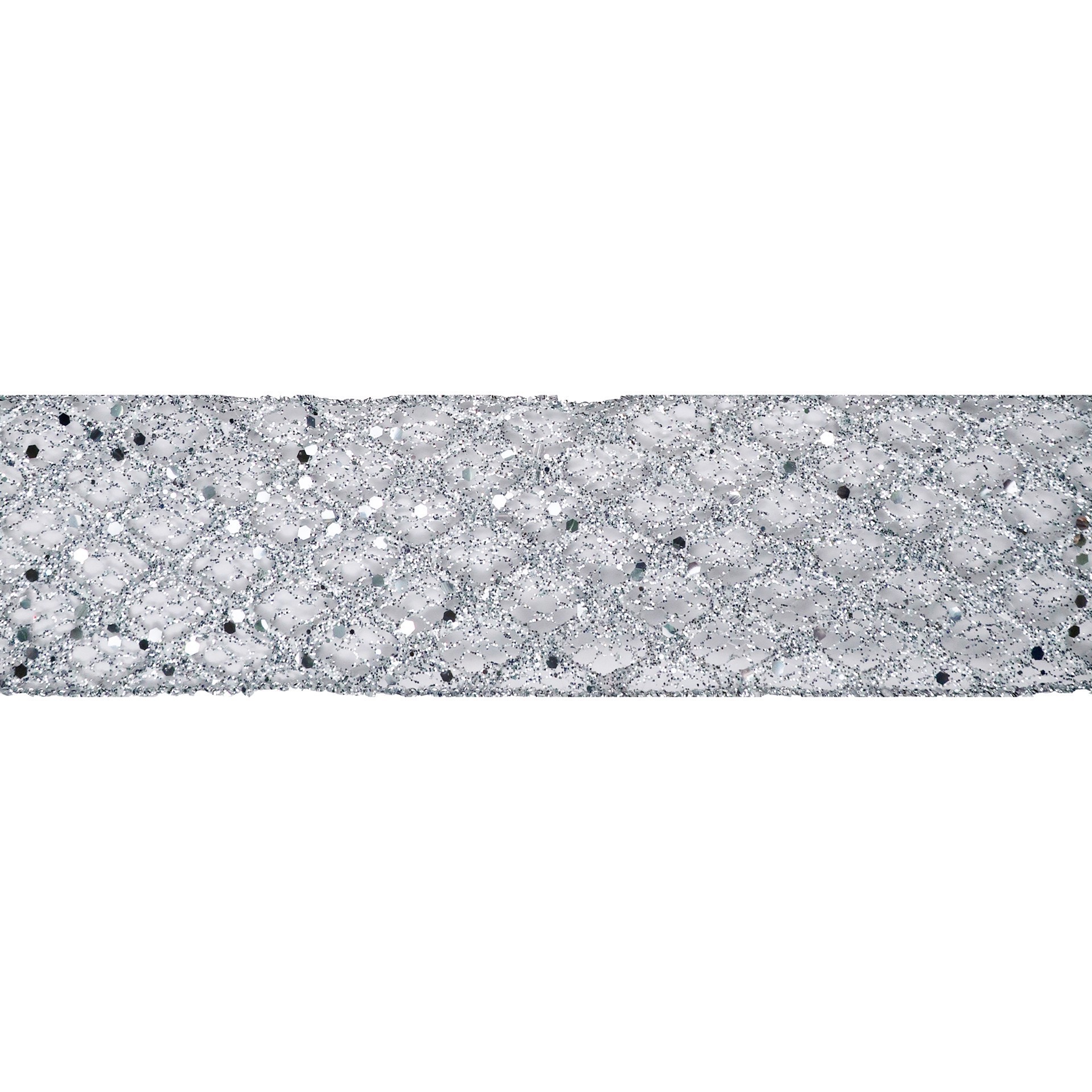 slide 2 of 3, 2.5" X 18ft. Silver Sheer Mesh Wired Ribbon By Celebrate It, 2.5 in x 18 ft
