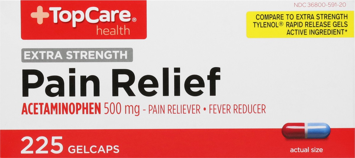 slide 9 of 9, TopCare Health 500 mg Extra Strength Pain Relief 225 Gelcaps, 225 ct