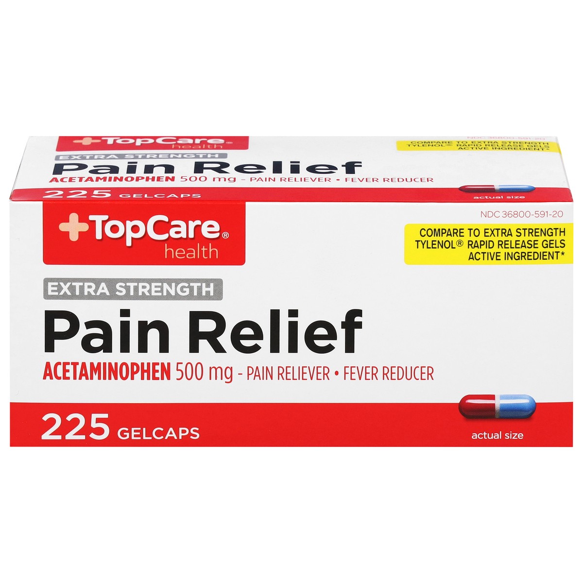 slide 1 of 9, TopCare Health 500 mg Extra Strength Pain Relief 225 Gelcaps, 225 ct