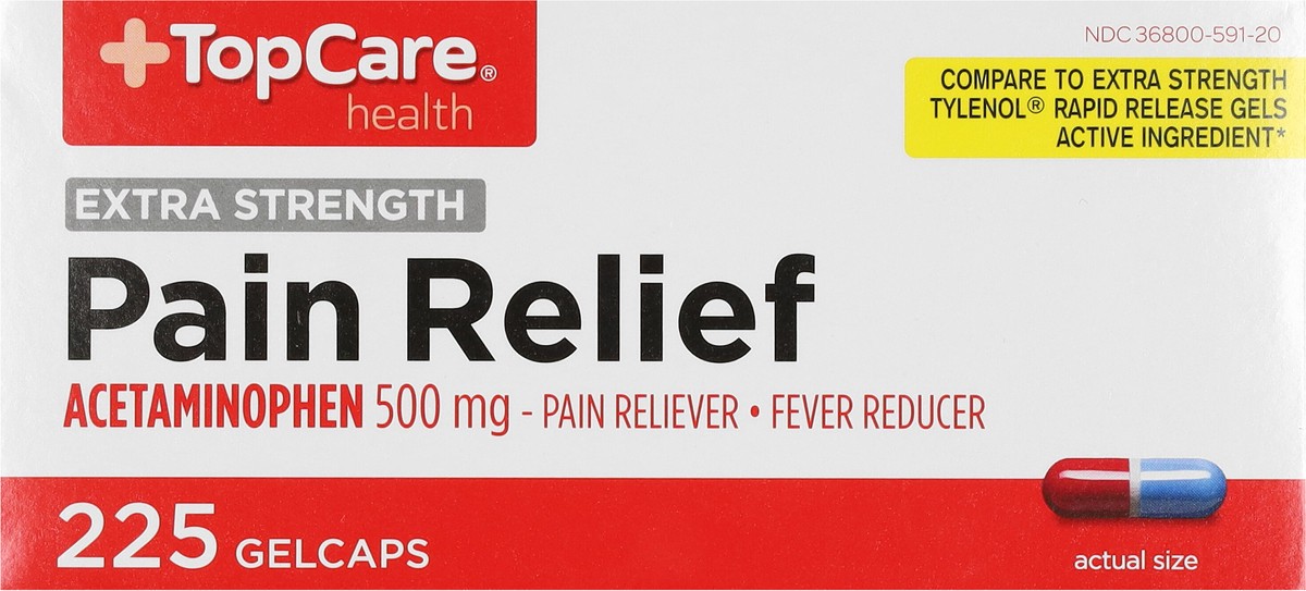 slide 4 of 9, TopCare Health 500 mg Extra Strength Pain Relief 225 Gelcaps, 225 ct