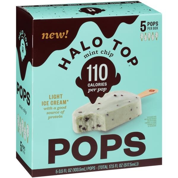 slide 1 of 7, Halo Top Creamery Mint Chip Light Ice Cream Pops, 5 ct; 3.5 fl oz