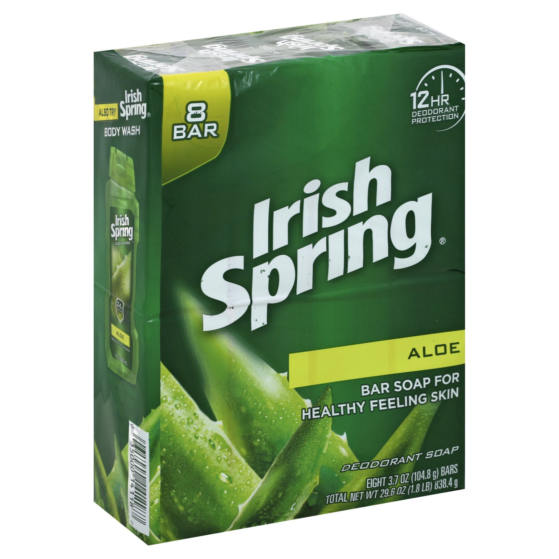 slide 1 of 7, Irish Spring Aloe Mist Deodorant Bar Soap for Men, 3.7 oz, 8 Pack, 3.7 oz