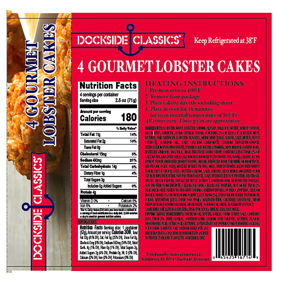 slide 2 of 2, Dockside Classics Gourmet Lobster Cake 4 ea, 4 ct